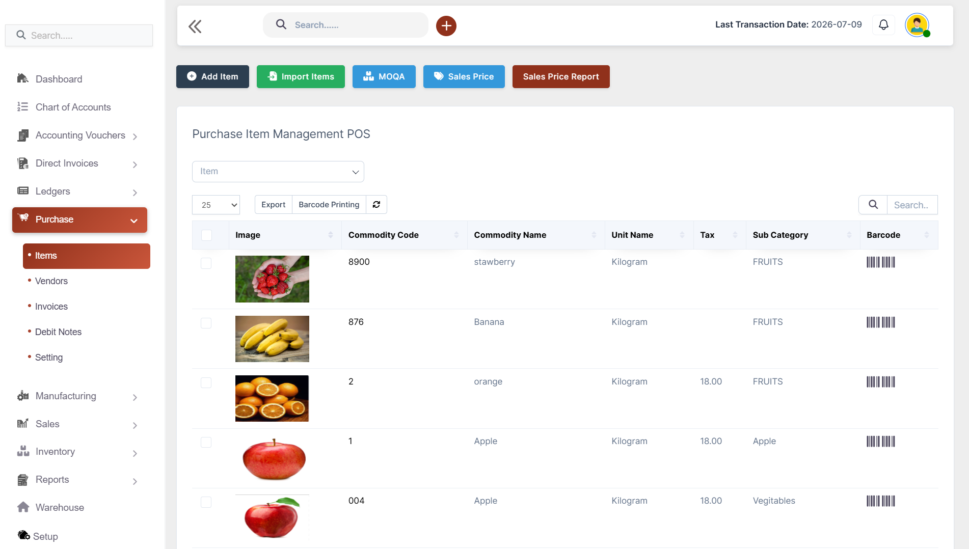 Item Management Accounting Software