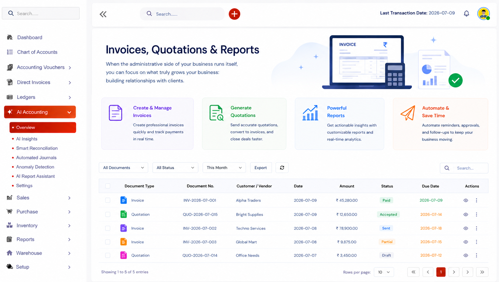 Invoices, Quotations & Reports